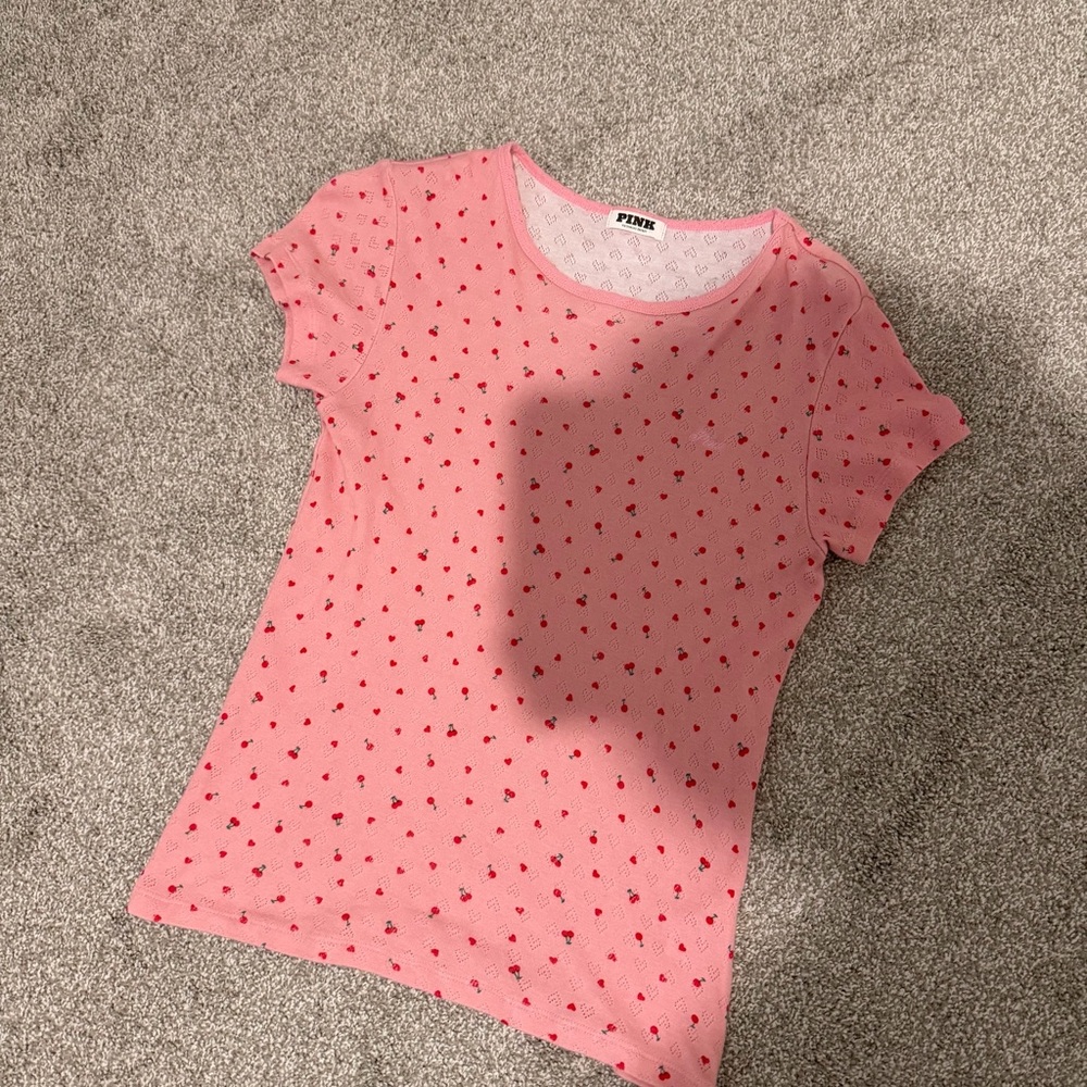 PINK Pink Heart Print Short Sleeve Tee - Pink